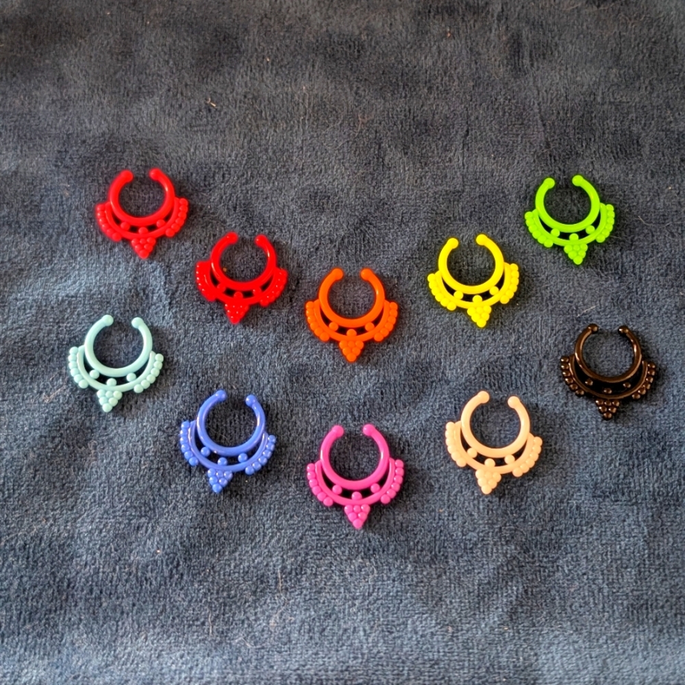 10 Plastic Faux Septum Nose Rings